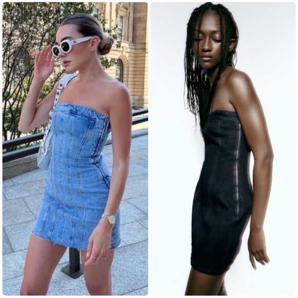 ZARA DENIM CORSET DRESS - Picture 2 of 11